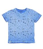 Blue Printed Cotton Boys Tshirts