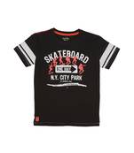 Black Printed Cotton Boys Tshirts