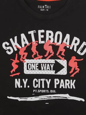 Black Printed Cotton Boys Tshirts 3