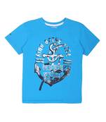Blue Printed Cotton Boys Tshirts