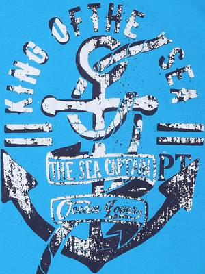 Blue Printed Cotton Boys Tshirts 3
