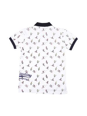 White Printed Cotton Boys Tshirts 2
