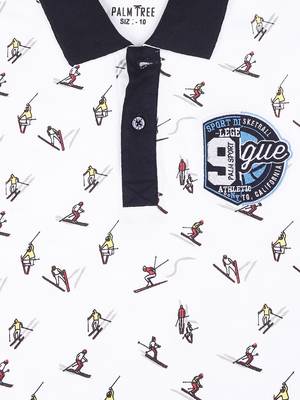 White Printed Cotton Boys Tshirts 3