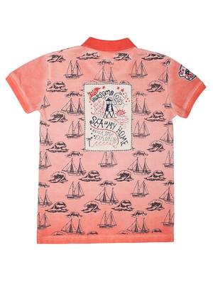 Red Printed Cotton Boys Tshirts 2