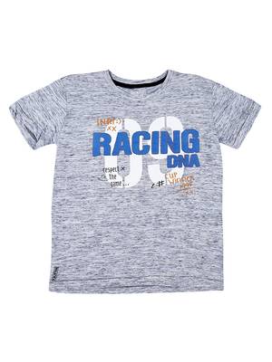 Grey Printed Cotton Boys Tshirts 1