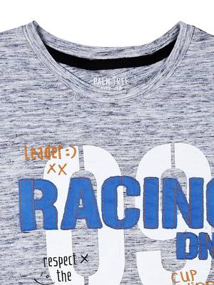 Grey Printed Cotton Boys Tshirts 3