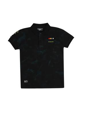 Black Printed Cotton Boys Tshirts 1