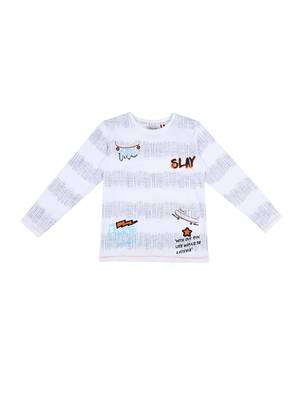 White Printed Cotton Boys Tshirts 1