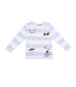White Printed Cotton Boys Tshirts