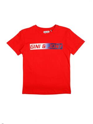 Red Printed Cotton Boys Tshirts 1