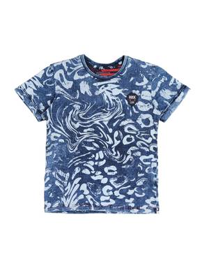 Blue Printed Cotton Boys Tshirts 1