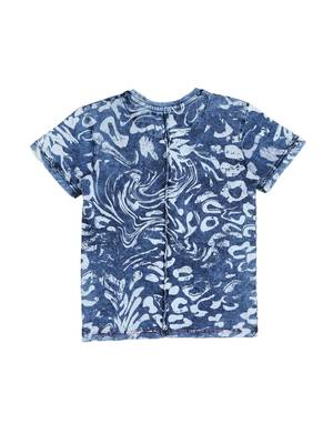 Blue Printed Cotton Boys Tshirts 2