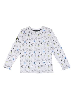 Grey Printed Cotton Boys Tshirts 1