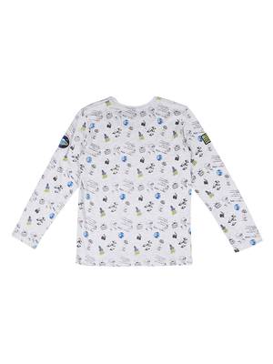 Grey Printed Cotton Boys Tshirts 2