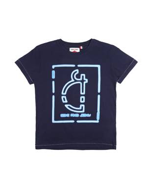 Blue Printed Cotton Boys Tshirts 1