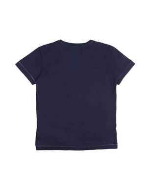 Blue Printed Cotton Boys Tshirts 2