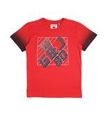 Red Printed Cotton Boys Tshirts