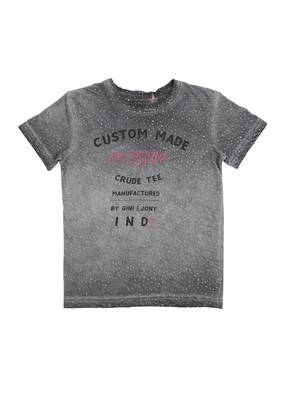 Grey Printed Cotton Boys Tshirts 1