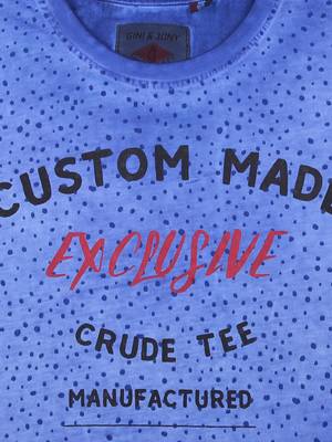 Blue Printed Cotton Boys Tshirts 3
