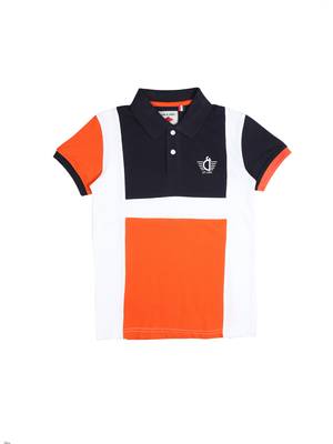 Orange Printed Cotton Boys Tshirts 1