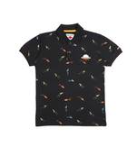 Black Printed Cotton Boys Tshirts