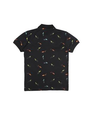 Black Printed Cotton Boys Tshirts 2