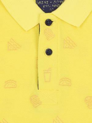 Yellow Printed Cotton Boys Tshirts 3
