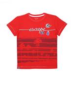Red Printed Cotton Boys Tshirts