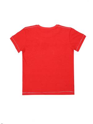 Red Printed Cotton Boys Tshirts 2