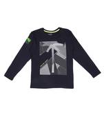 Blue Printed Cotton Boys Tshirts