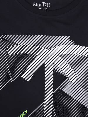Blue Printed Cotton Boys Tshirts 3
