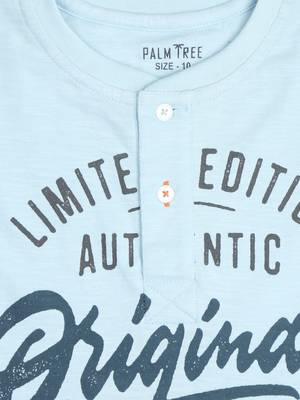 Blue Printed Cotton Boys Tshirts 3