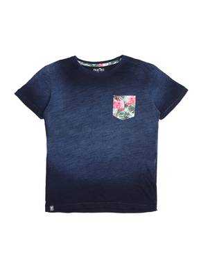 Blue Printed Cotton Boys Tshirts 1