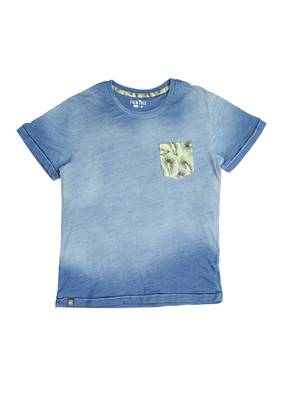 Blue Printed Cotton Boys Tshirts 1