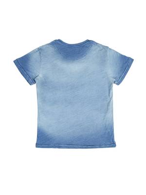 Blue Printed Cotton Boys Tshirts 2