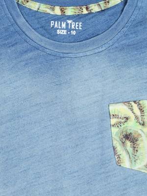 Blue Printed Cotton Boys Tshirts 3