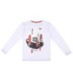 Grey Printed Cotton Boys Tshirts