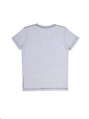Grey Printed Cotton Boys Tshirts 2