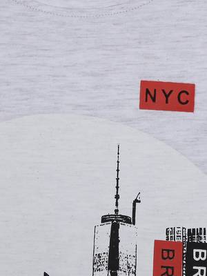 Grey Printed Cotton Boys Tshirts 3