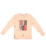 Pink Printed Cotton Boys Tshirts