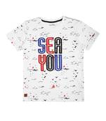 White Printed Cotton Boys Tshirts