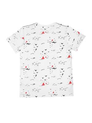 White Printed Cotton Boys Tshirts 2