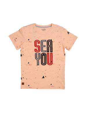 Pink Printed Cotton Boys Tshirts 1