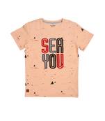 Pink Printed Cotton Boys Tshirts