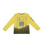 Yellow Printed Cotton Boys Tshirts
