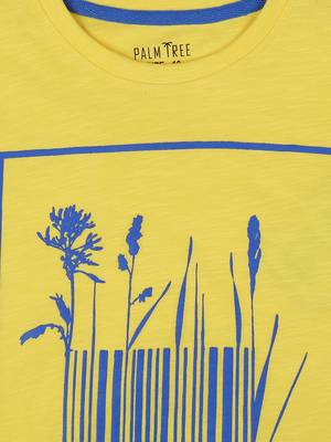 Yellow Printed Cotton Boys Tshirts 3