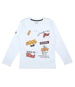 White Printed Cotton Boys Tshirts