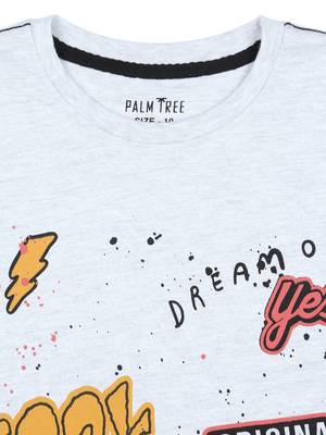 White Printed Cotton Boys Tshirts 3