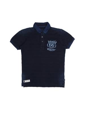 Blue Printed Cotton Boys Tshirts 1