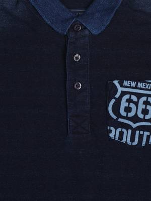 Blue Printed Cotton Boys Tshirts 3